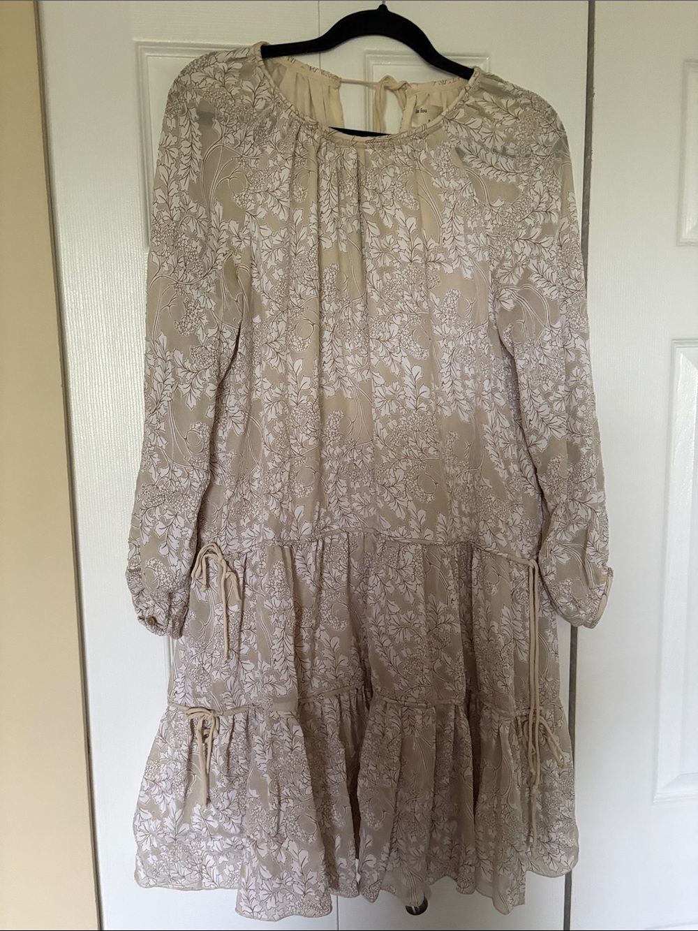 Aritzia Wilfred Le Coq Floral Tiered Mini Dress Tassel Ties